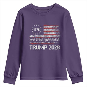 Pro Trump 2028 Youth Sweatshirt America US Flag Retro Vintage TS10 Purple Print Your Wear