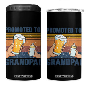 Promoted To Grandpa 4 in 1 Can Cooler Tumbler Retro Vintage Beer Baby Milk Bottle Funny Father's Day TS11 One Size: 16 oz Black Print Your Wear