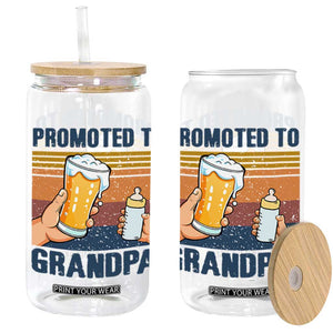 Promoted To Grandpa Glass Can Retro Vintage Beer Baby Milk Bottle Funny Father's Day TS11 Black Print Your Wear