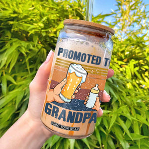 Promoted To Grandpa Glass Can Retro Vintage Beer Baby Milk Bottle Funny Father's Day TS11 Print Your Wear