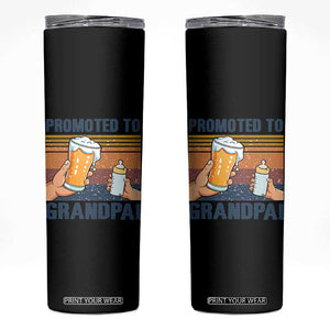 Promoted To Grandpa Skinny Tumbler Retro Vintage Beer Baby Milk Bottle Funny Father's Day TS11 Black Print Your Wear