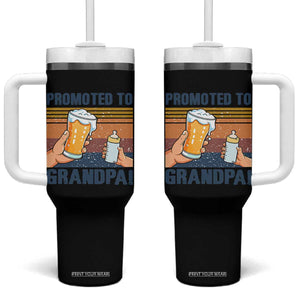 Promoted To Grandpa Tumbler With Handle Retro Vintage Beer Baby Milk Bottle Funny Father's Day TS11 One Size: 40 oz Black Print Your Wear