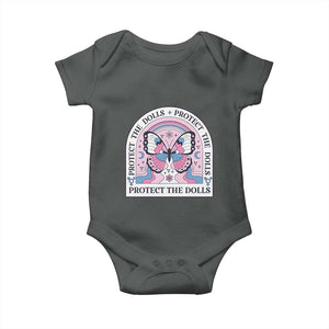 Protect The Dolls Baby Onesie Trans Women Pride Month Butterfly TS11 Dark Heather Print Your Wear
