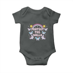 Protect The Dolls Baby Onesie Trans Women Pride Month Retro Groove Butterfly TS11 Dark Heather Print Your Wear