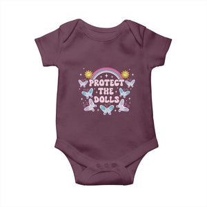 Protect The Dolls Baby Onesie Trans Women Pride Month Retro Groove Butterfly TS11 Maroon Print Your Wear