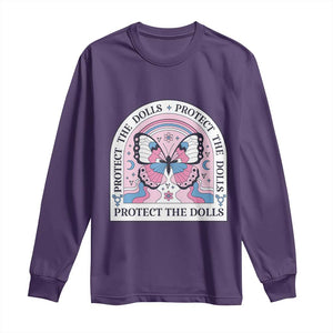 Protect The Dolls Long Sleeve Shirt Trans Women Pride Month Butterfly TS11 Purple Print Your Wear