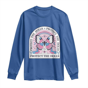 Protect The Dolls Long Sleeve Shirt Trans Women Pride Month Butterfly TS11 Royal Blue Print Your Wear