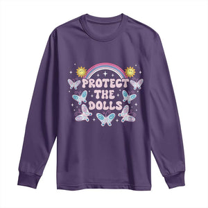 Protect The Dolls Long Sleeve Shirt Trans Women Pride Month Retro Groove Butterfly TS11 Purple Print Your Wear