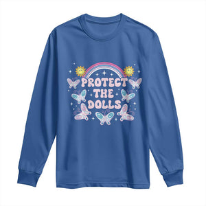 Protect The Dolls Long Sleeve Shirt Trans Women Pride Month Retro Groove Butterfly TS11 Royal Blue Print Your Wear