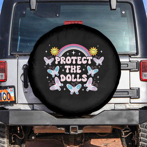 Protect The Dolls Spare Tire Cover Trans Women Pride Month Retro Groove Butterfly TS11 No hole Black Print Your Wear