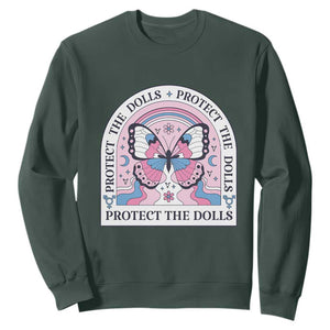 Protect The Dolls Sweatshirt Trans Women Pride Month Butterfly TS11 Dark Forest Green Print Your Wear