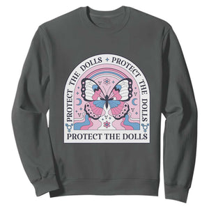 Protect The Dolls Sweatshirt Trans Women Pride Month Butterfly TS11 Dark Heather Print Your Wear