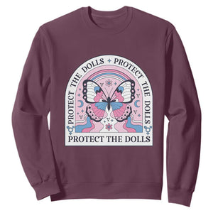 Protect The Dolls Sweatshirt Trans Women Pride Month Butterfly TS11 Maroon Print Your Wear