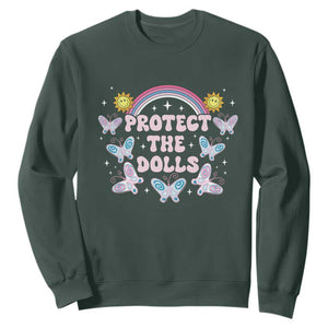 Protect The Dolls Sweatshirt Trans Women Pride Month Retro Groove Butterfly TS11 Dark Forest Green Print Your Wear