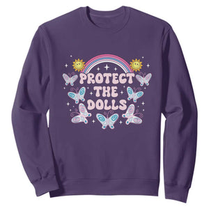 Protect The Dolls Sweatshirt Trans Women Pride Month Retro Groove Butterfly TS11 Purple Print Your Wear