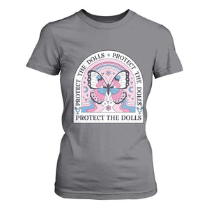 Protect The Dolls T Shirt For Women Trans Women Pride Month Butterfly TS11 Charcoal Print Your Wear