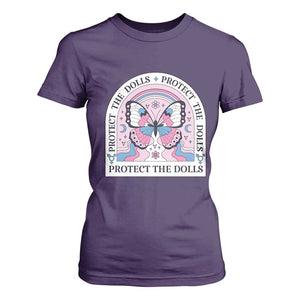 Protect The Dolls T Shirt For Women Trans Women Pride Month Butterfly TS11 Purple Print Your Wear