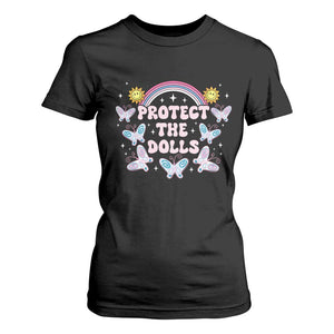 Protect The Dolls T Shirt For Women Trans Women Pride Month Retro Groove Butterfly TS11 Black Print Your Wear