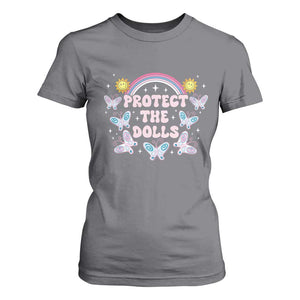 Protect The Dolls T Shirt For Women Trans Women Pride Month Retro Groove Butterfly TS11 Charcoal Print Your Wear