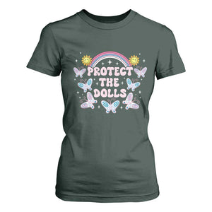Protect The Dolls T Shirt For Women Trans Women Pride Month Retro Groove Butterfly TS11 Dark Forest Green Print Your Wear