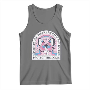 Protect The Dolls Tank Top Trans Women Pride Month Butterfly TS11 Black Heather Print Your Wear