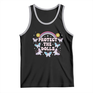 Protect The Dolls Tank Top Trans Women Pride Month Retro Groove Butterfly TS11 Black Athletic Heather Print Your Wear