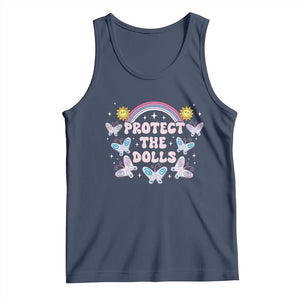 Protect The Dolls Tank Top Trans Women Pride Month Retro Groove Butterfly TS11 Navy Print Your Wear