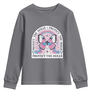 Protect The Dolls Youth Sweatshirt Trans Women Pride Month Butterfly TS11 Charcoal Print Your Wear