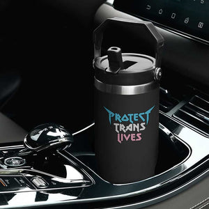Protect Trans Lives Flip Straw Tumbler Heavy Metal TS10 Print Your Wear