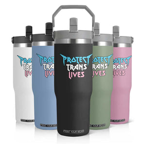 Protect Trans Lives Flip Straw Tumbler Heavy Metal TS10 Print Your Wear