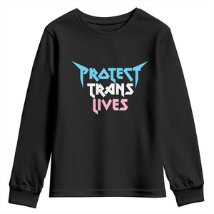 Protect Trans Lives Youth Sweatshirt Heavy Metal TS10 Black Print Your Wear