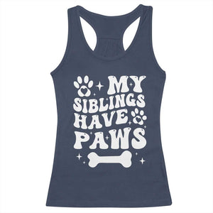 Protected By Dog Racerback Tank Top My Siblings Have Paws Funny Baby Shower Gift TS10 Navy Print Your Wear