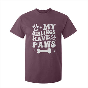 Protected By Dog T Shirt For Kid My Siblings Have Paws Funny Baby Shower Gift TS10 Maroon Print Your Wear
