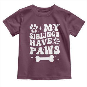 Protected By Dog Toddler T Shirt My Siblings Have Paws Funny Baby Shower Gift TS10 Maroon Print Your Wear