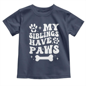 Protected By Dog Toddler T Shirt My Siblings Have Paws Funny Baby Shower Gift TS10 Navy Print Your Wear
