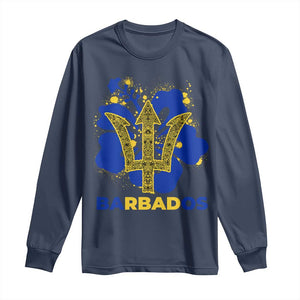 Proud Barbados Bajan Barbadian Flag Roots Long Sleeve Shirt TS11 Navy Print Your Wear