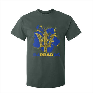 Proud Barbados Bajan Barbadian Flag Roots T Shirt For Kid TS11 Dark Forest Green Print Your Wear