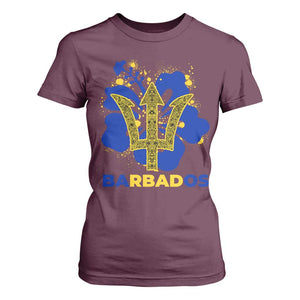 Proud Barbados Bajan Barbadian Flag Roots T Shirt For Women TS11 Maroon Print Your Wear