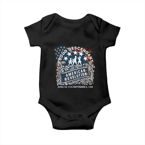 Proud Descendant American Revolution Baby Onesie 1775 to 1783 Patriotic Heritage TS02 Black Print Your Wear