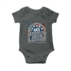 Proud Descendant American Revolution Baby Onesie 1775 to 1783 Patriotic Heritage TS02 Dark Heather Print Your Wear