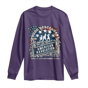 Proud Descendant American Revolution Long Sleeve Shirt 1775 to 1783 Patriotic Heritage TS02 Purple Print Your Wear