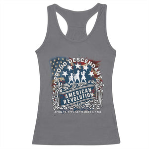 Proud Descendant American Revolution Racerback Tank Top 1775 to 1783 Patriotic Heritage TS02 Charcoal Print Your Wear