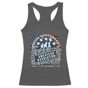 Proud Descendant American Revolution Racerback Tank Top 1775 to 1783 Patriotic Heritage TS02 Dark Heather Print Your Wear