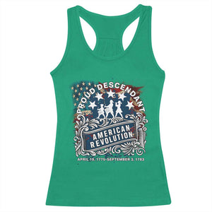Proud Descendant American Revolution Racerback Tank Top 1775 to 1783 Patriotic Heritage TS02 Irish Green Print Your Wear