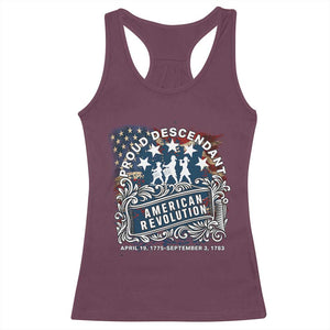 Proud Descendant American Revolution Racerback Tank Top 1775 to 1783 Patriotic Heritage TS02 Maroon Print Your Wear