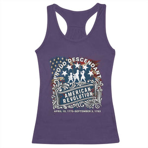 Proud Descendant American Revolution Racerback Tank Top 1775 to 1783 Patriotic Heritage TS02 Purple Print Your Wear