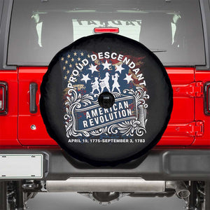 Proud Descendant American Revolution Spare Tire Cover 1775 to 1783 Patriotic Heritage TS02 Black Print Your Wear