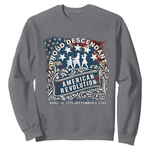 Proud Descendant American Revolution Sweatshirt 1775 to 1783 Patriotic Heritage TS02 Charcoal Print Your Wear