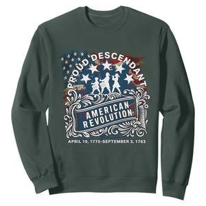 Proud Descendant American Revolution Sweatshirt 1775 to 1783 Patriotic Heritage TS02 Dark Forest Green Print Your Wear