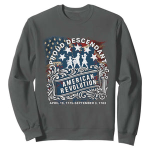 Proud Descendant American Revolution Sweatshirt 1775 to 1783 Patriotic Heritage TS02 Dark Heather Print Your Wear